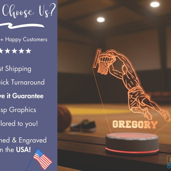 Personalized Basketball Night Light – Custom LED Lamp for Fans - Picture 4 of 8